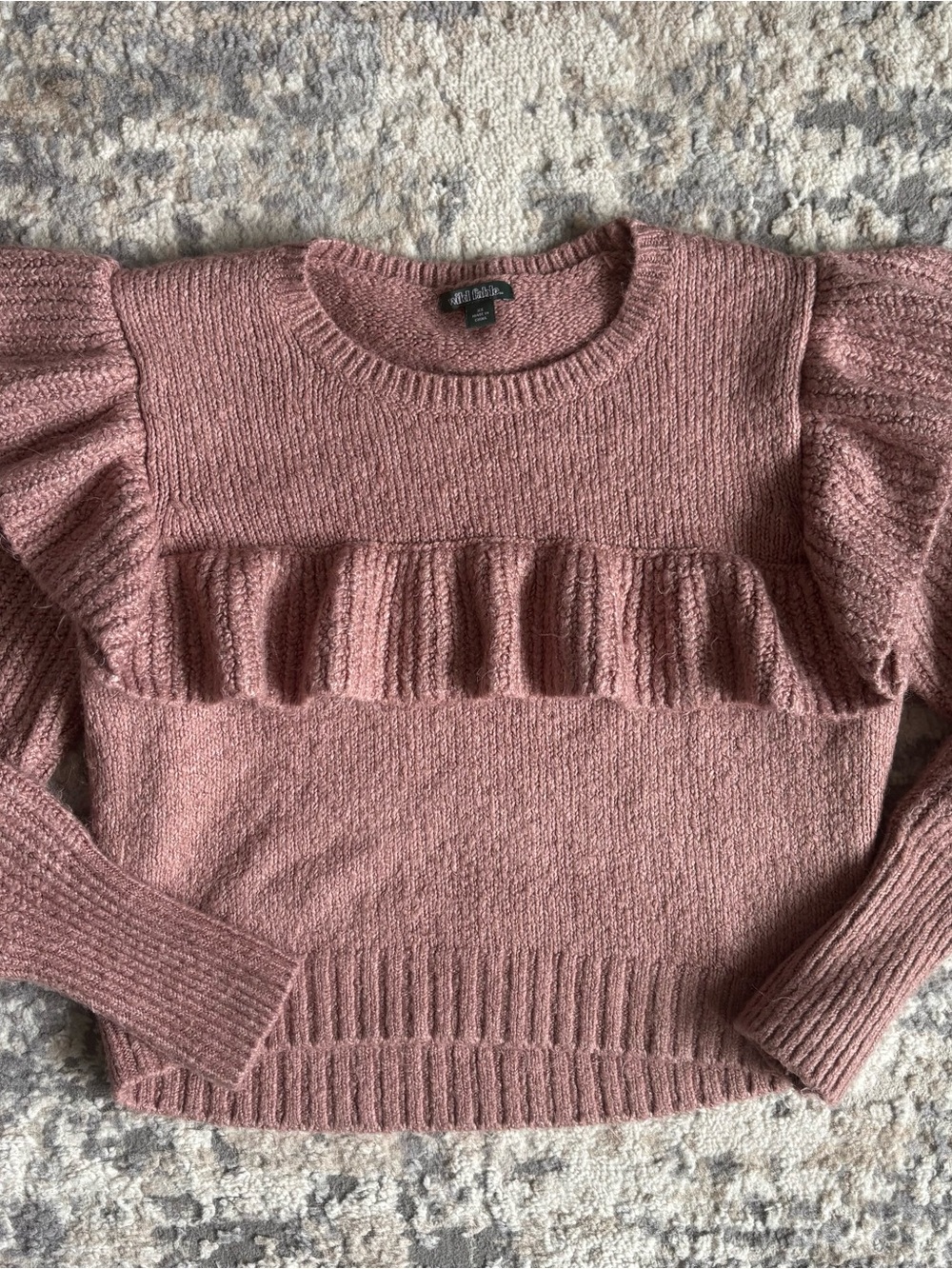 Wild fable XS Pink Ruffle Knit Cropped Sweater